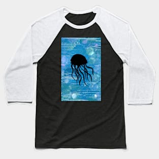 Jellyfish Silhouette on a Blue Abstract Background Baseball T-Shirt